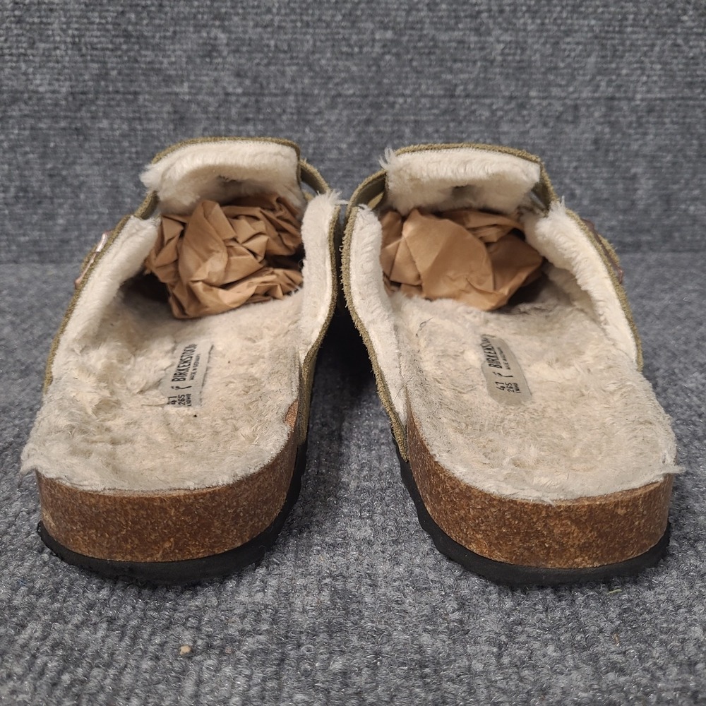 Birkenstock Boston Shearling Clogs EU 41 /Ladies 10 Sage Green Suede Shoes Mules - Picture 8 of 16